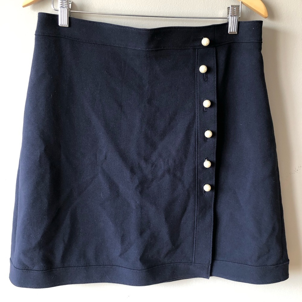 NWT Ann Taylor Navy Blue Pearl Button Mini Skirt 10